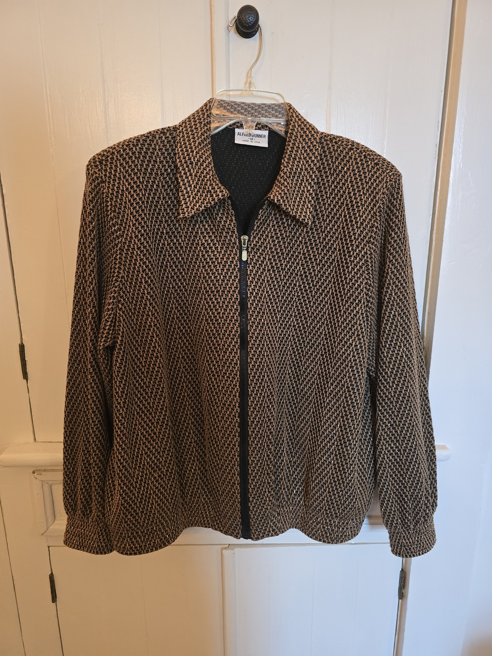 Afred Dunner Tan & Black Zip-Front Jacket